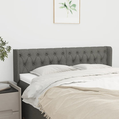 vidaXL Kopfteil mit Ohren Dunkelgrau 147x16x78/88 cm Stoff