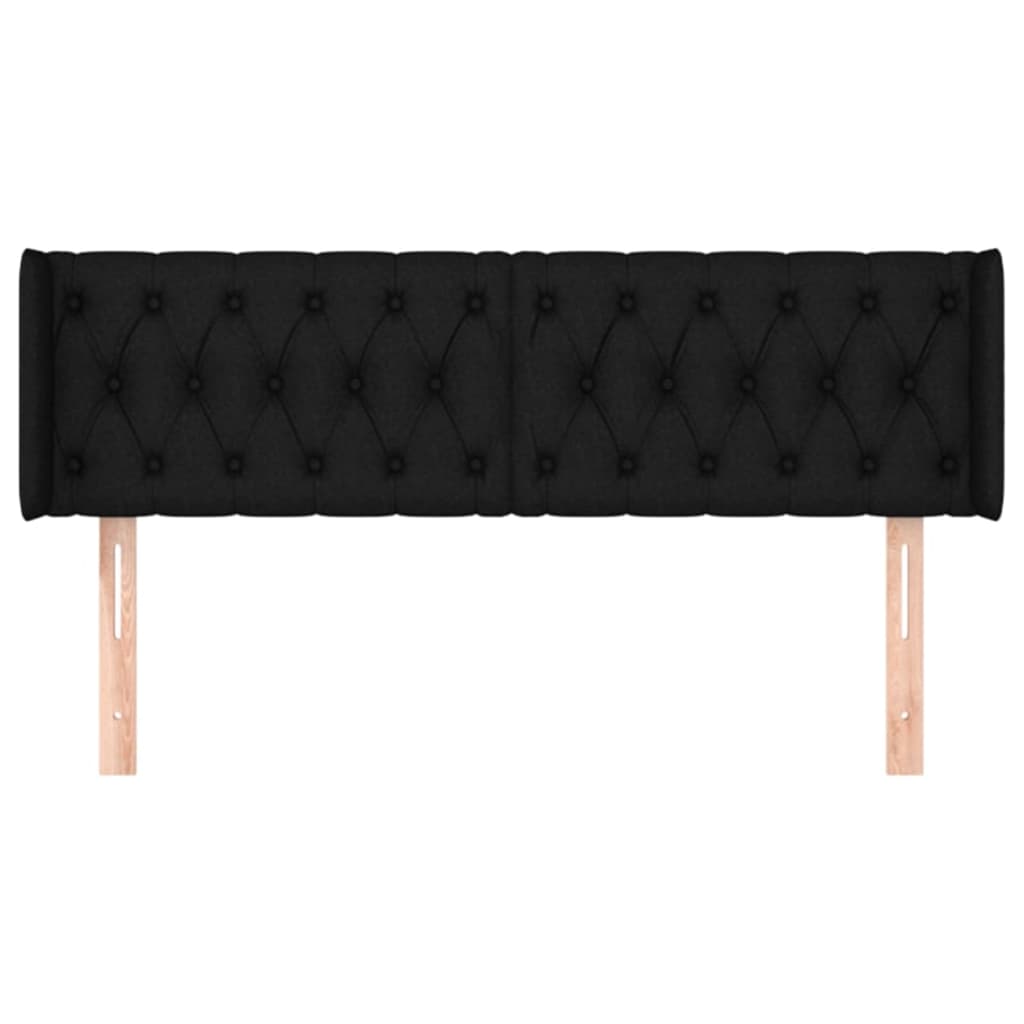 vidaXL Kopfteil mit Ohren Schwarz 147x16x78/88 cm Stoff