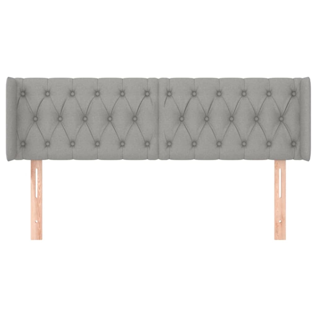 vidaXL Kopfteil mit Ohren Hellgrau 163x16x78/88 cm Stoff