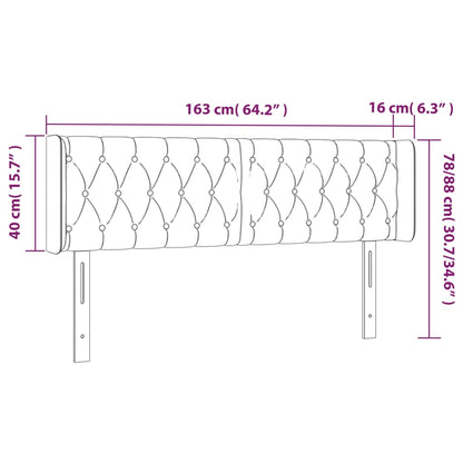 vidaXL Kopfteil mit Ohren Hellgrau 163x16x78/88 cm Stoff