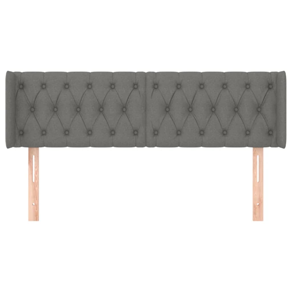 vidaXL Kopfteil mit Ohren Dunkelgrau 163x16x78/88 cm Stoff