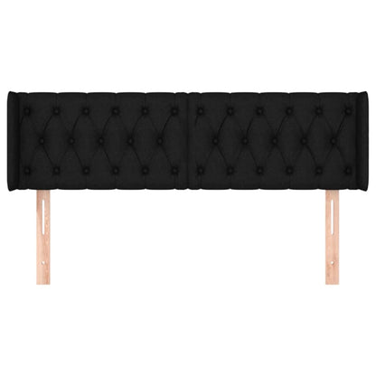 vidaXL Kopfteil mit Ohren Schwarz 163x16x78/88 cm Stoff
