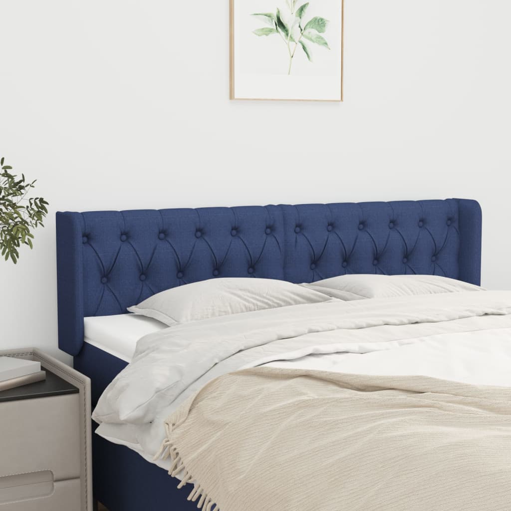vidaXL Kopfteil mit Ohren Blau 163x16x78/88 cm Stoff