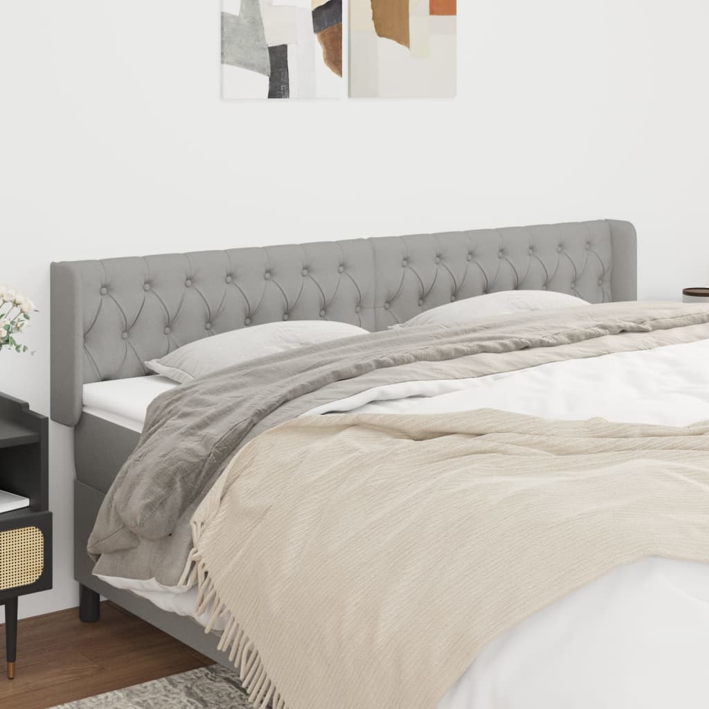vidaXL Kopfteil mit Ohren Hellgrau 183x16x78/88 cm Stoff