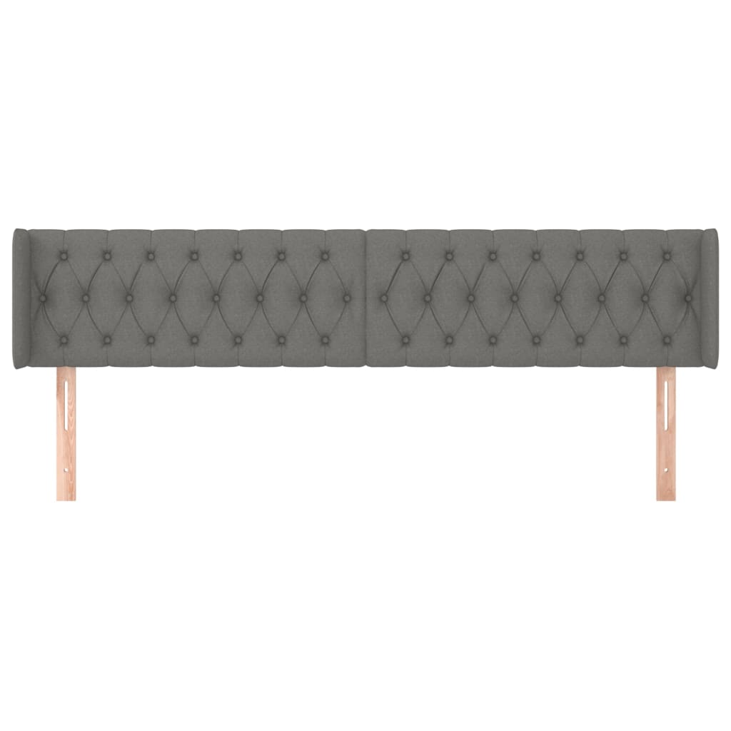vidaXL Kopfteil mit Ohren Dunkelgrau 183x16x78/88 cm Stoff