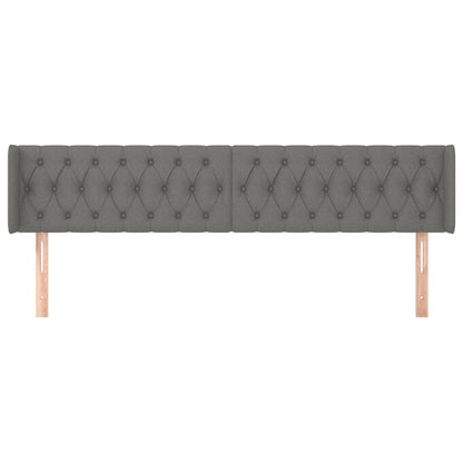 vidaXL Kopfteil mit Ohren Dunkelgrau 183x16x78/88 cm Stoff