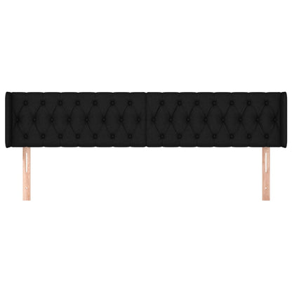 vidaXL Kopfteil mit Ohren Schwarz 183x16x78/88 cm Stoff