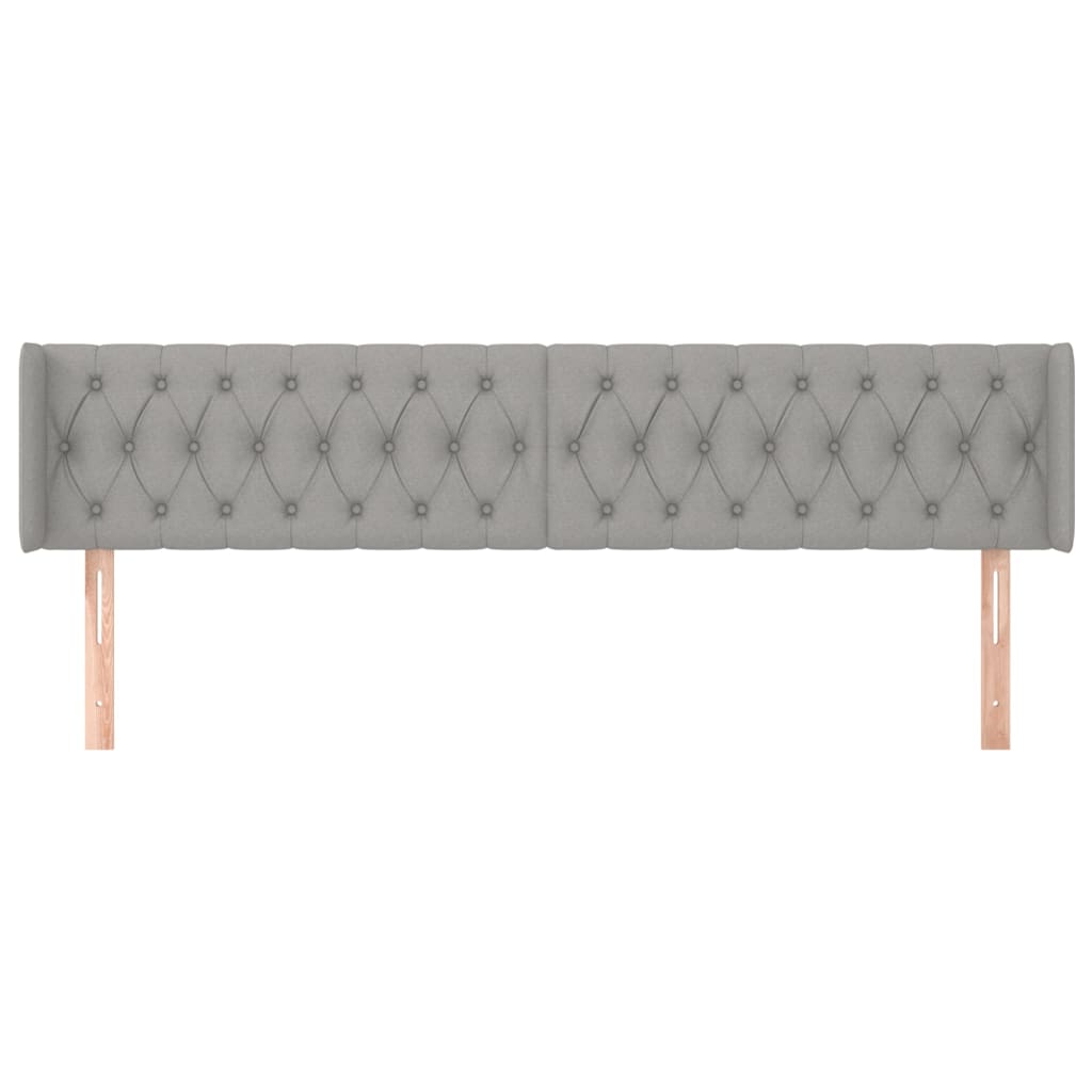 vidaXL Kopfteil mit Ohren Hellgrau 203x16x78/88 cm Stoff