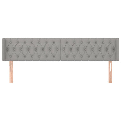 vidaXL Kopfteil mit Ohren Hellgrau 203x16x78/88 cm Stoff