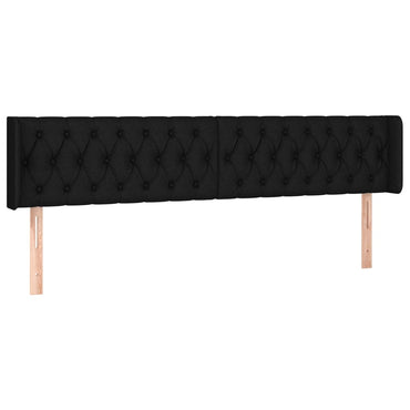 vidaXL Kopfteil mit Ohren Schwarz 203x16x78/88 cm Stoff