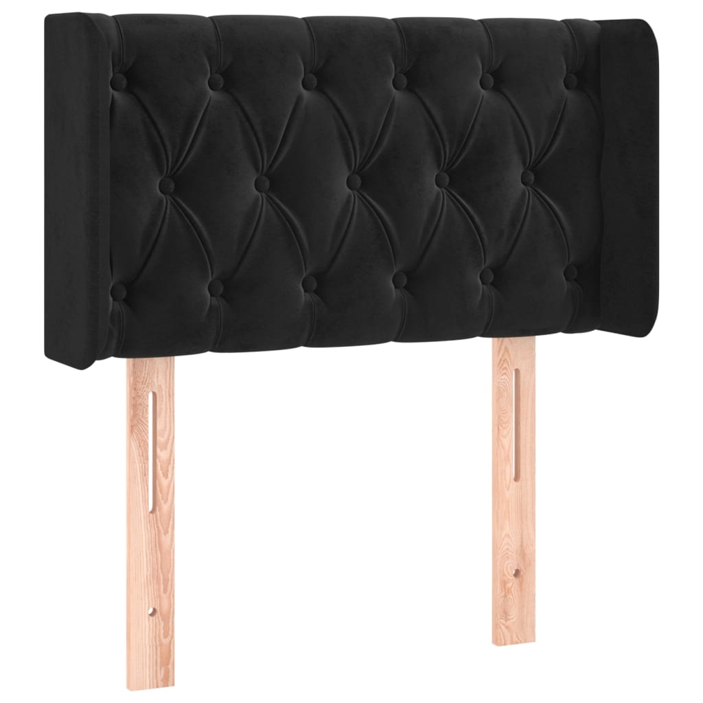 vidaXL Kopfteil mit Ohren Schwarz 83x16x78/88 cm Samt