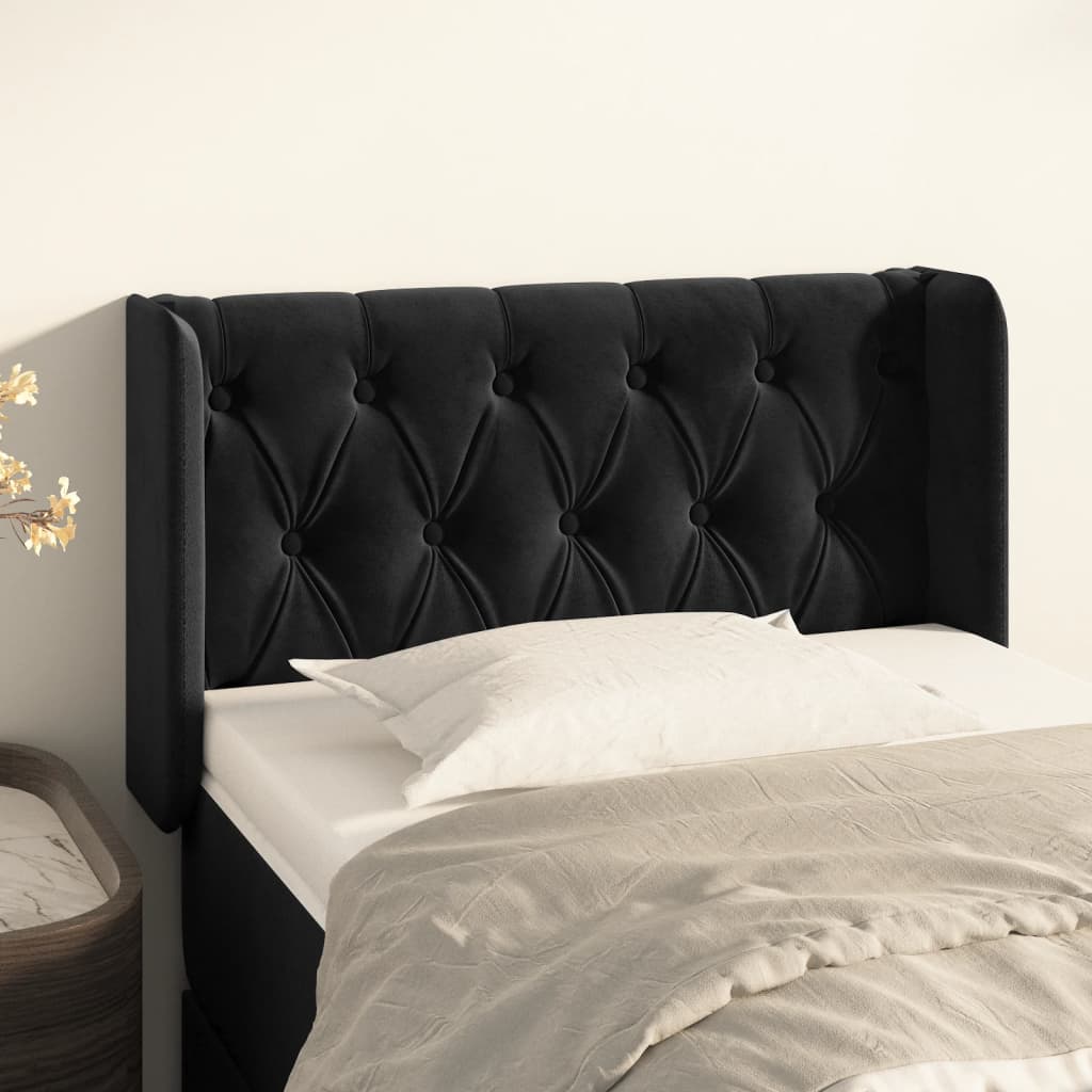 vidaXL Kopfteil mit Ohren Schwarz 83x16x78/88 cm Samt