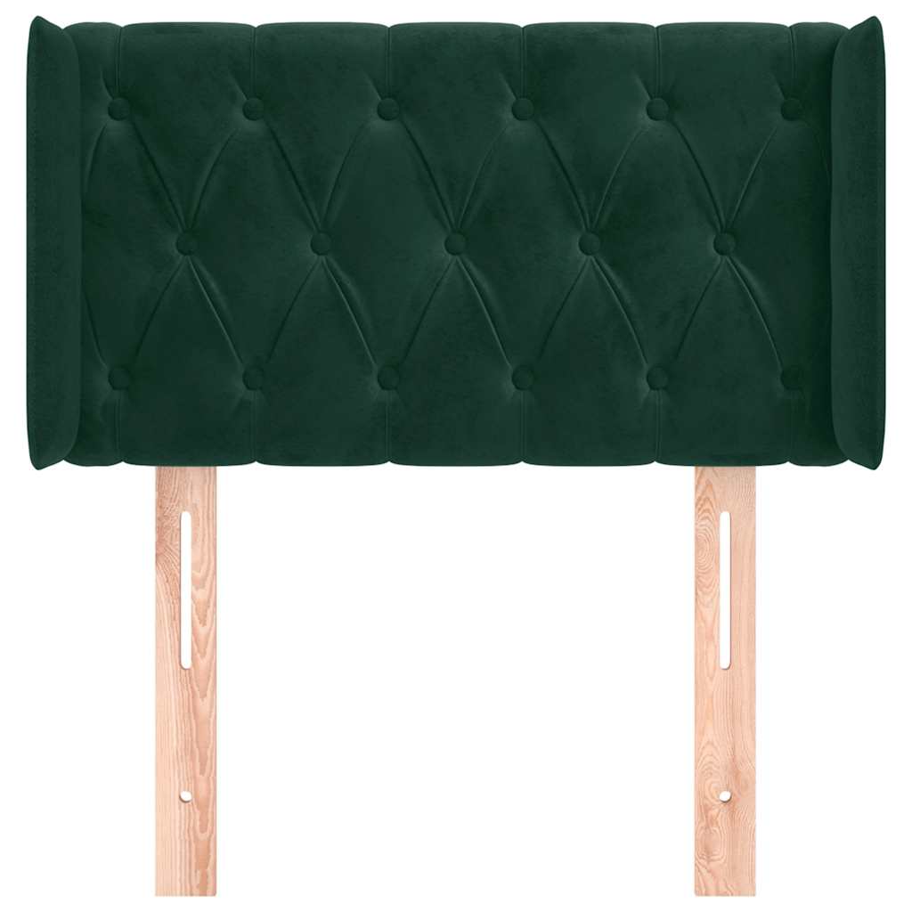 vidaXL Kopfteil mit Ohren Dunkelgrün 83x16x78/88 cm Samt
