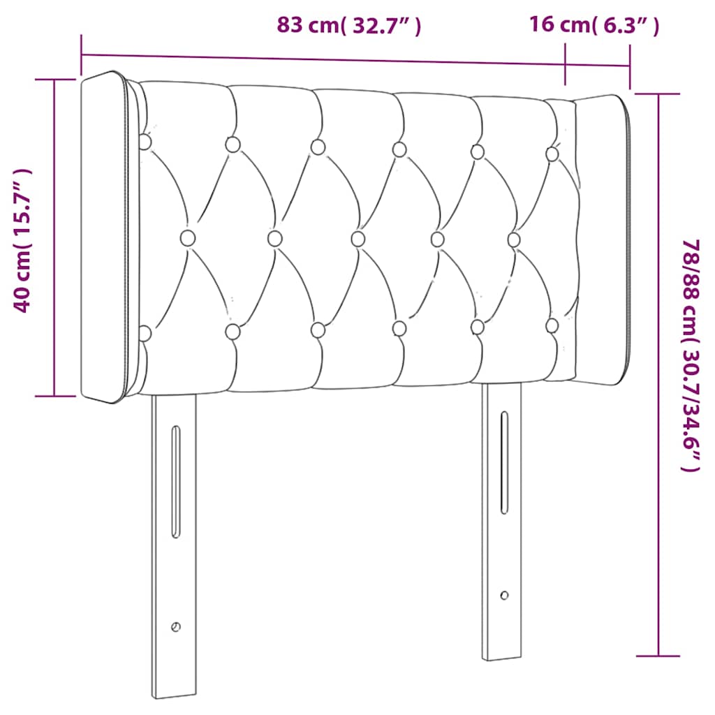 vidaXL Kopfteil mit Ohren Dunkelgrün 83x16x78/88 cm Samt