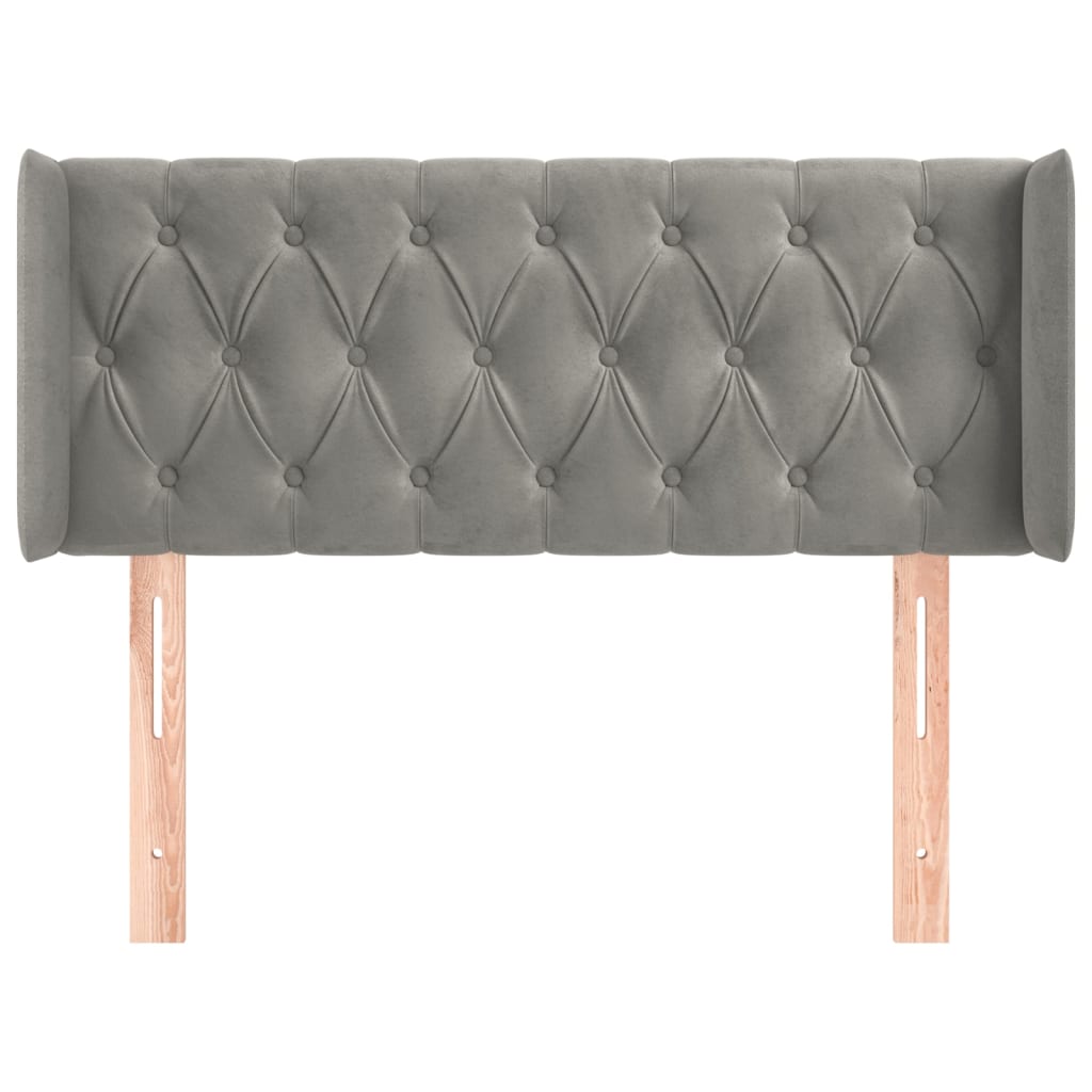 vidaXL Kopfteil mit Ohren Hellgrau 93x16x78/88 cm Samt