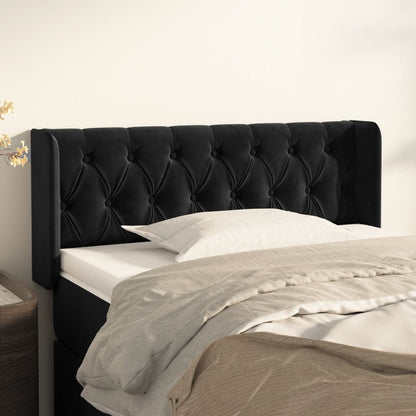 vidaXL Kopfteil mit Ohren Schwarz 93x16x78/88 cm Samt