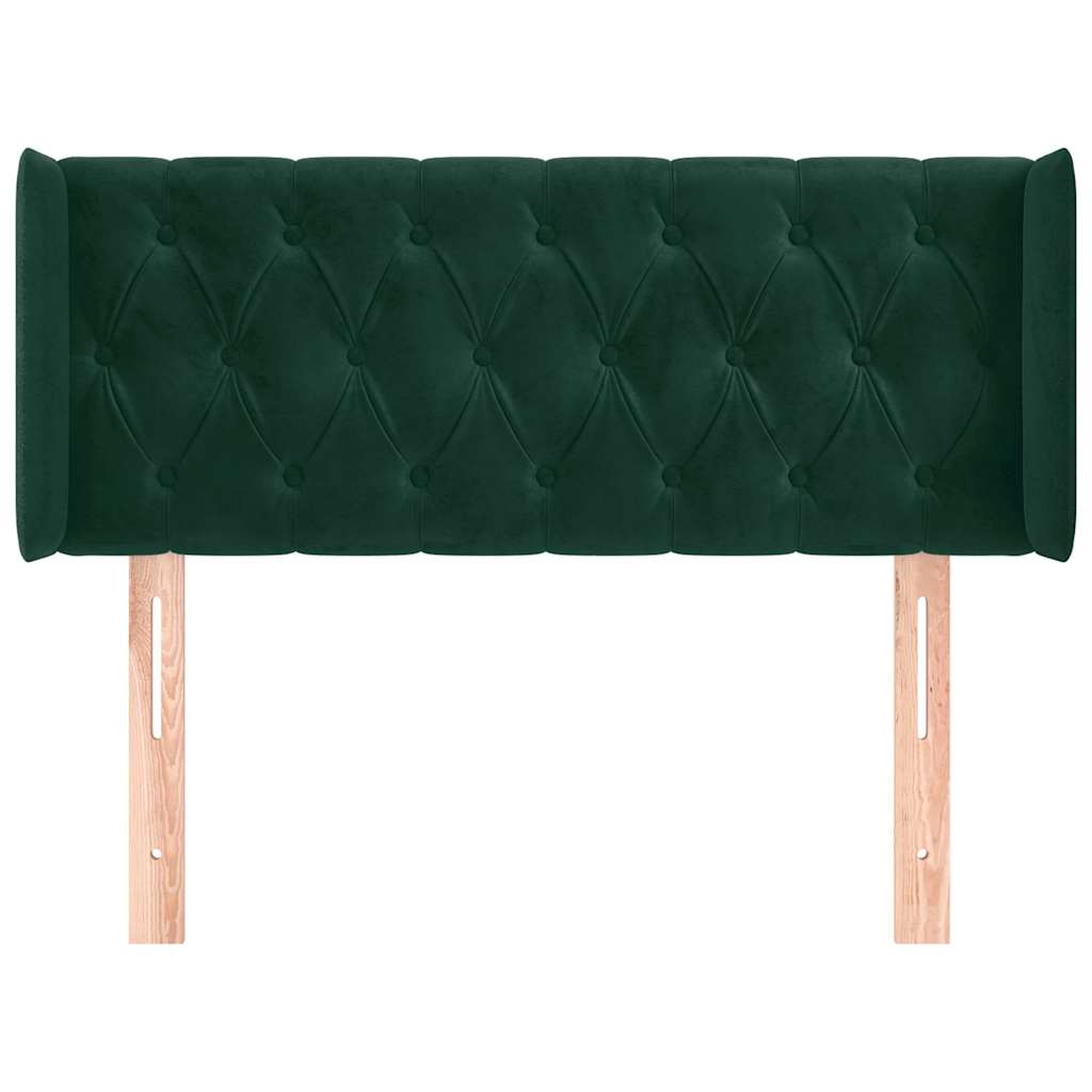 vidaXL Kopfteil mit Ohren Dunkelgrün 93x16x78/88 cm Samt