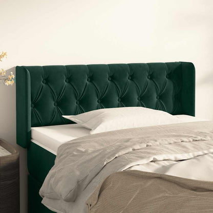 vidaXL Kopfteil mit Ohren Dunkelgrün 93x16x78/88 cm Samt