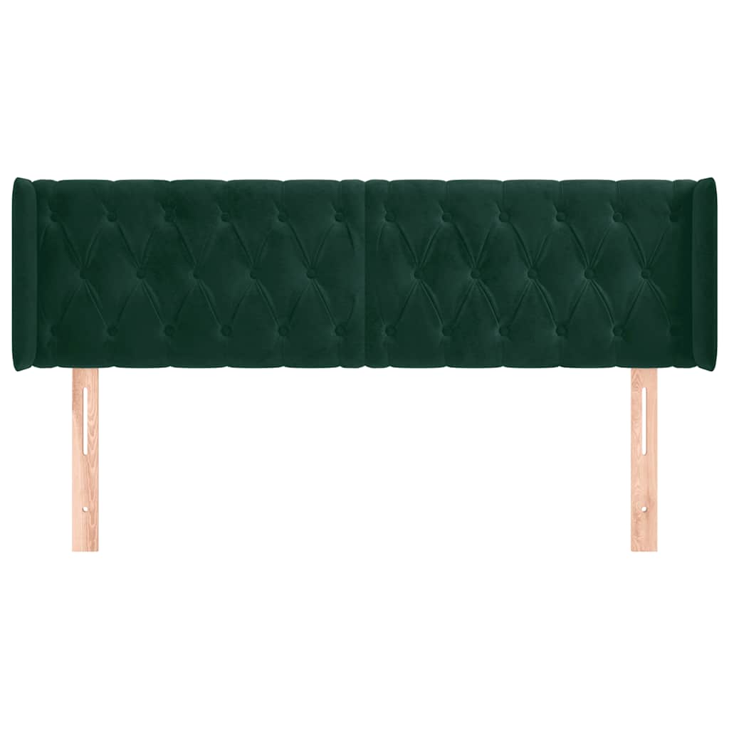 vidaXL Kopfteil mit Ohren Dunkelgrün 147x16x78/88 cm Samt