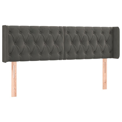 vidaXL Kopfteil mit Ohren Dunkelgrau 163x16x78/88 cm Samt