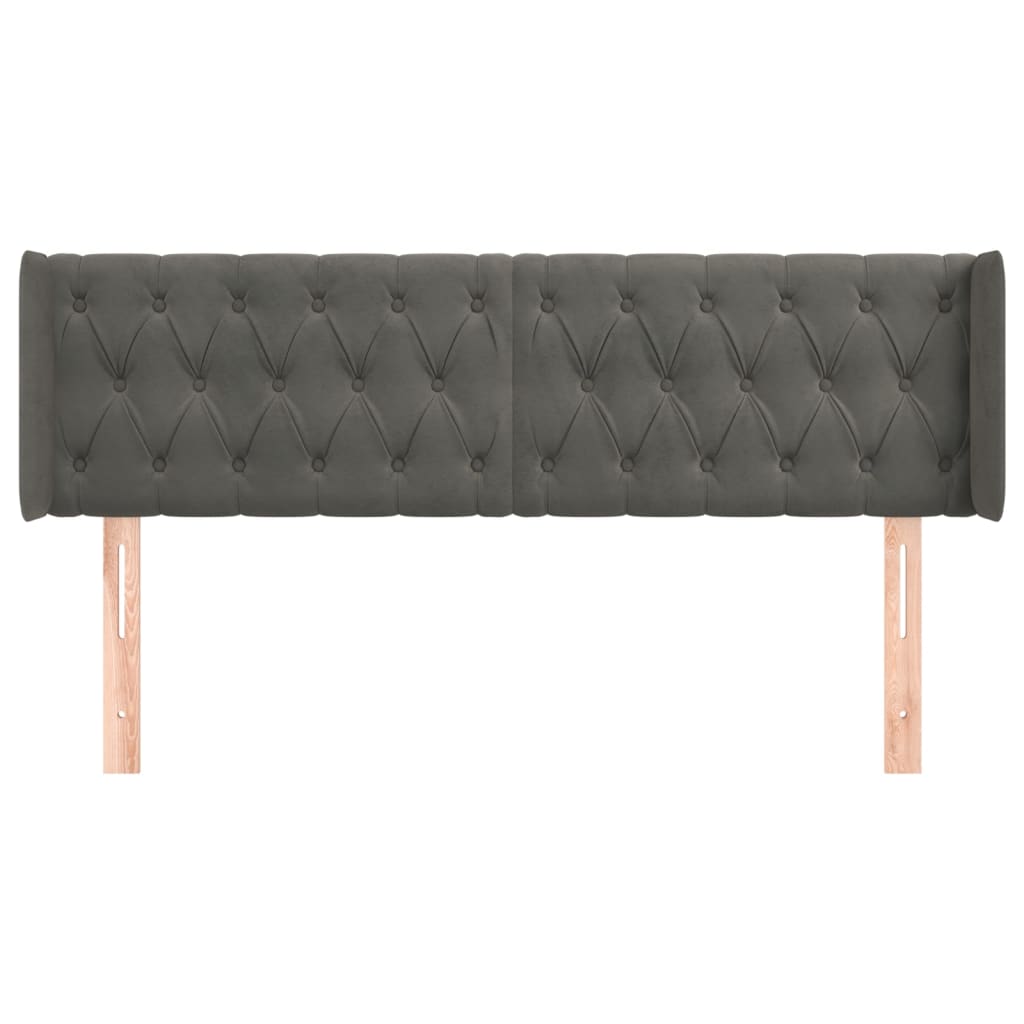 vidaXL Kopfteil mit Ohren Dunkelgrau 163x16x78/88 cm Samt