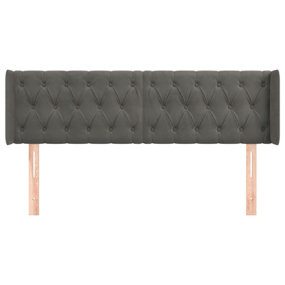 vidaXL Kopfteil mit Ohren Dunkelgrau 163x16x78/88 cm Samt