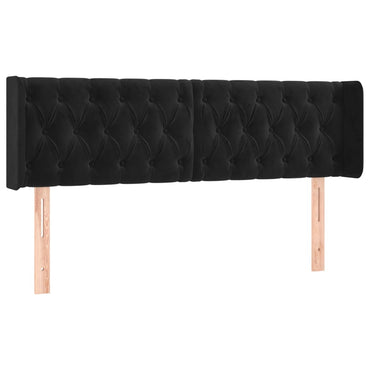 vidaXL Kopfteil mit Ohren Schwarz 163x16x78/88 cm Samt