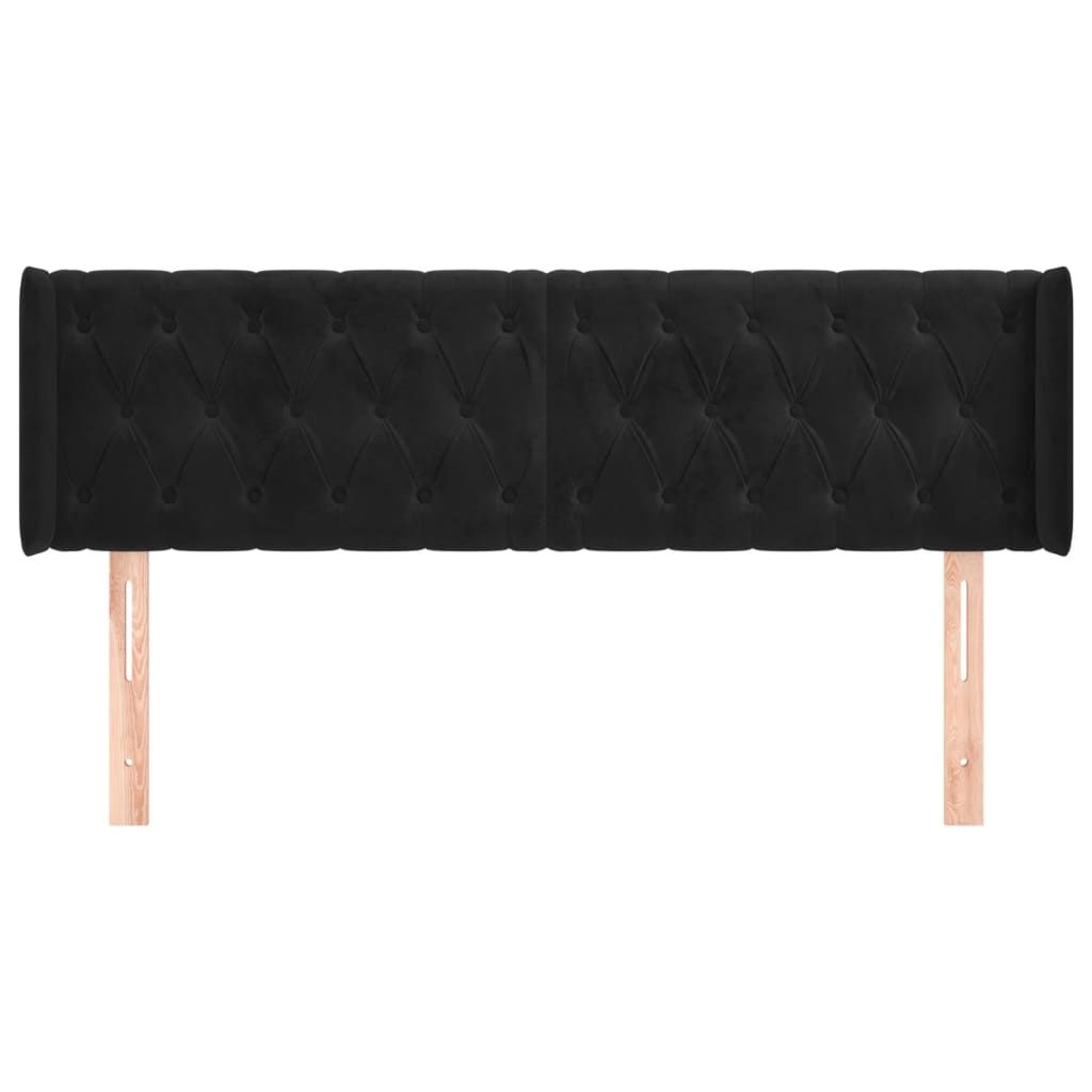 vidaXL Kopfteil mit Ohren Schwarz 163x16x78/88 cm Samt