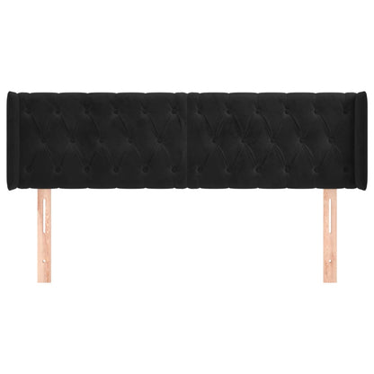vidaXL Kopfteil mit Ohren Schwarz 163x16x78/88 cm Samt