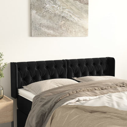 vidaXL Kopfteil mit Ohren Schwarz 163x16x78/88 cm Samt
