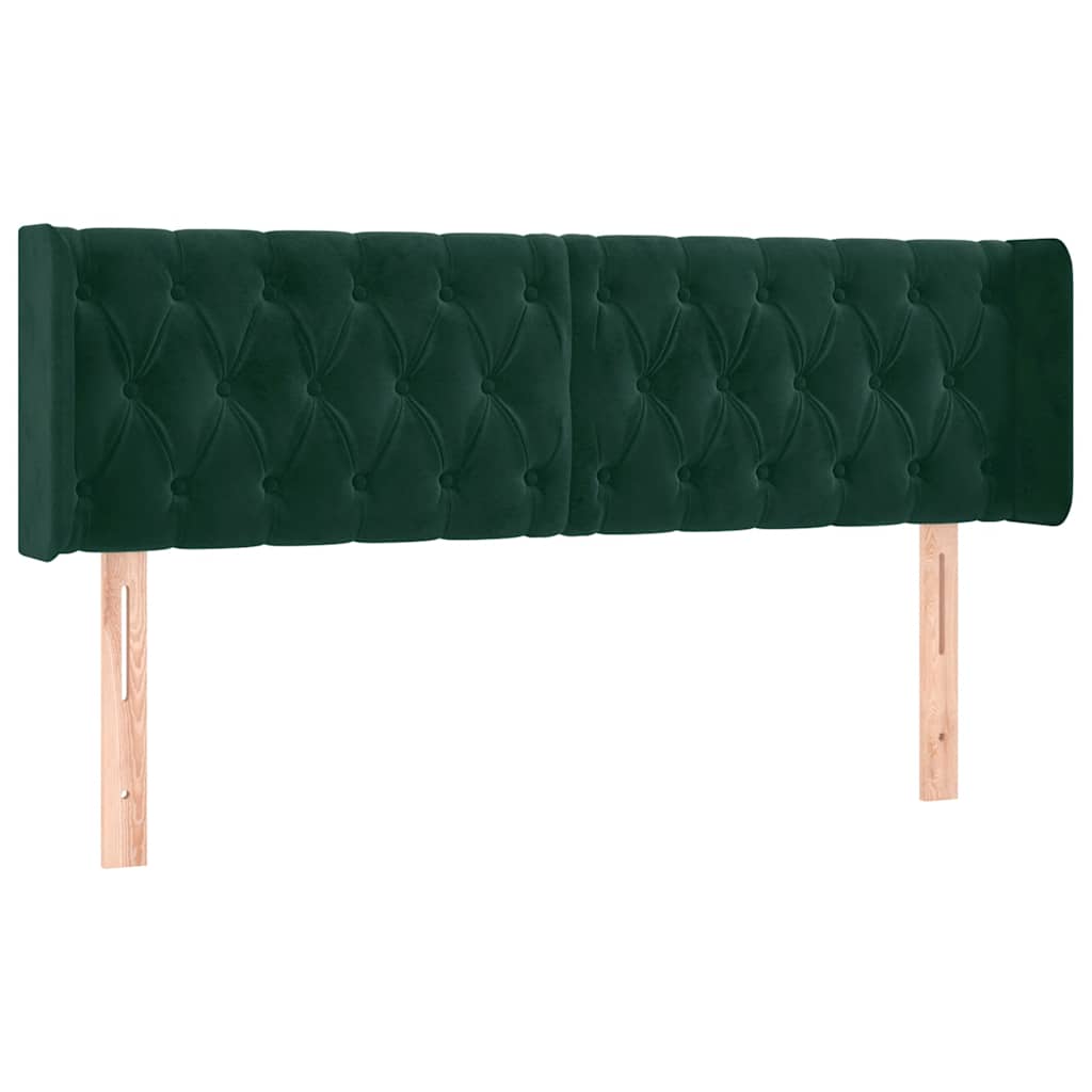 vidaXL Kopfteil mit Ohren Dunkelgrün 163x16x78/88 cm Samt