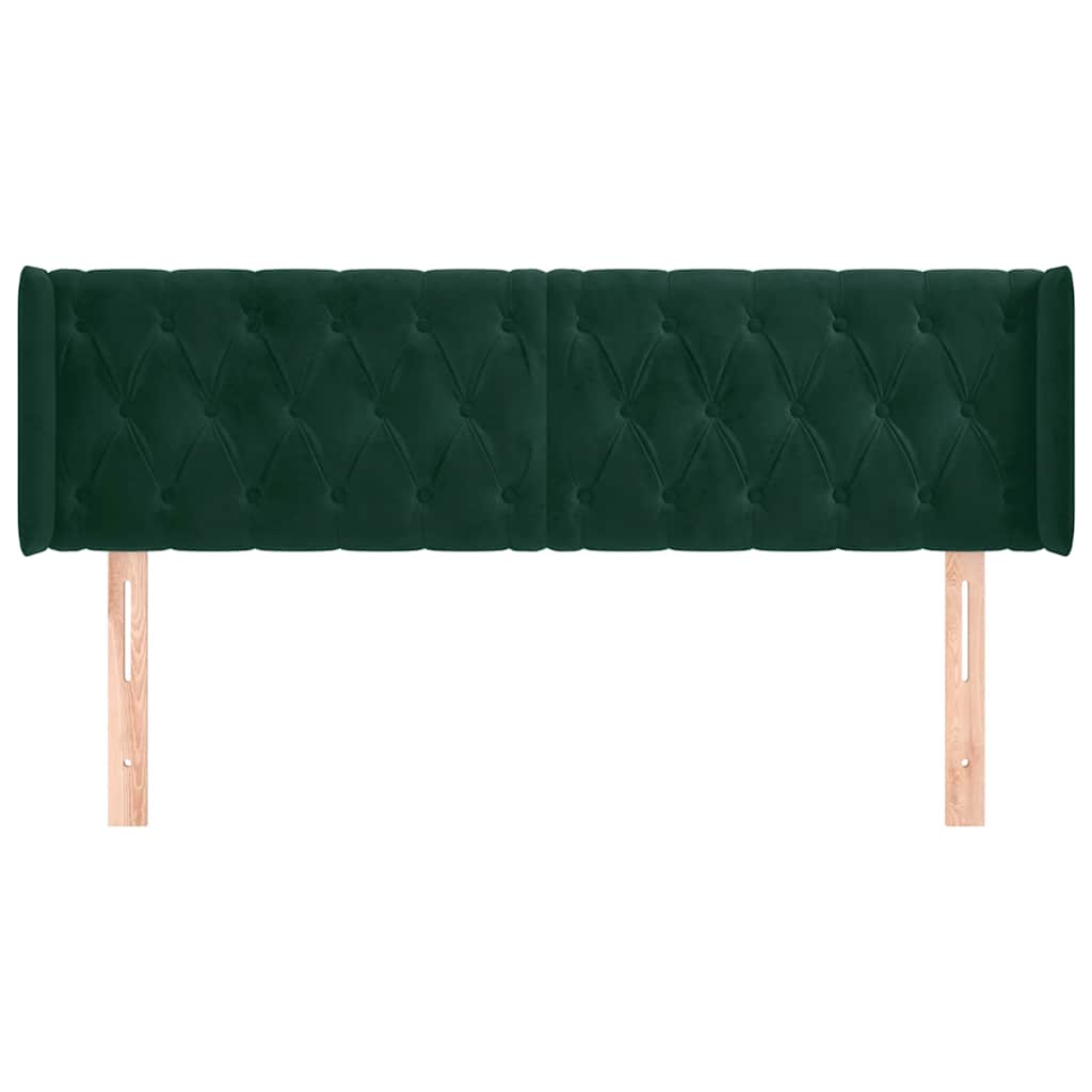 vidaXL Kopfteil mit Ohren Dunkelgrün 163x16x78/88 cm Samt
