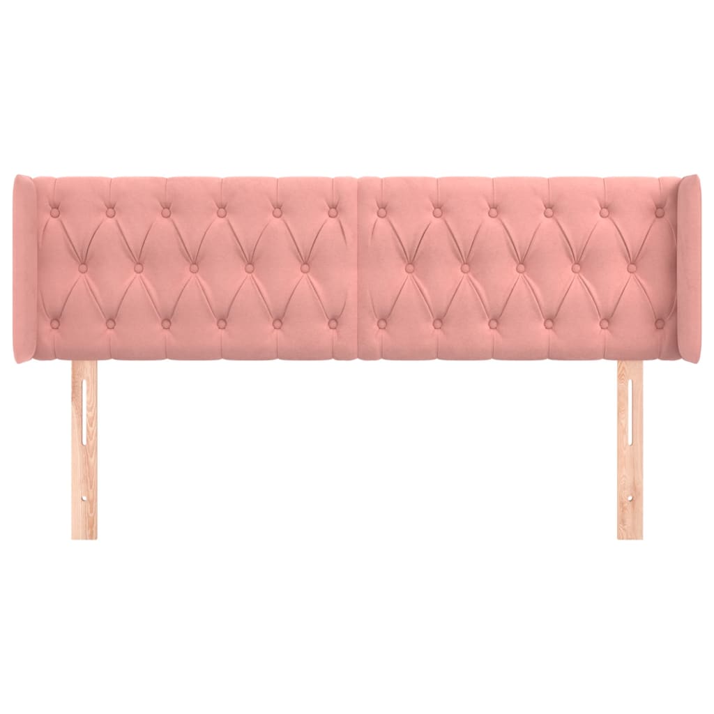 vidaXL Kopfteil mit Ohren Rosa 163x16x78/88 cm Samt