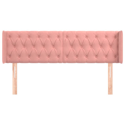 vidaXL Kopfteil mit Ohren Rosa 163x16x78/88 cm Samt
