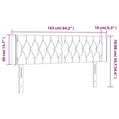 vidaXL Kopfteil mit Ohren Rosa 163x16x78/88 cm Samt