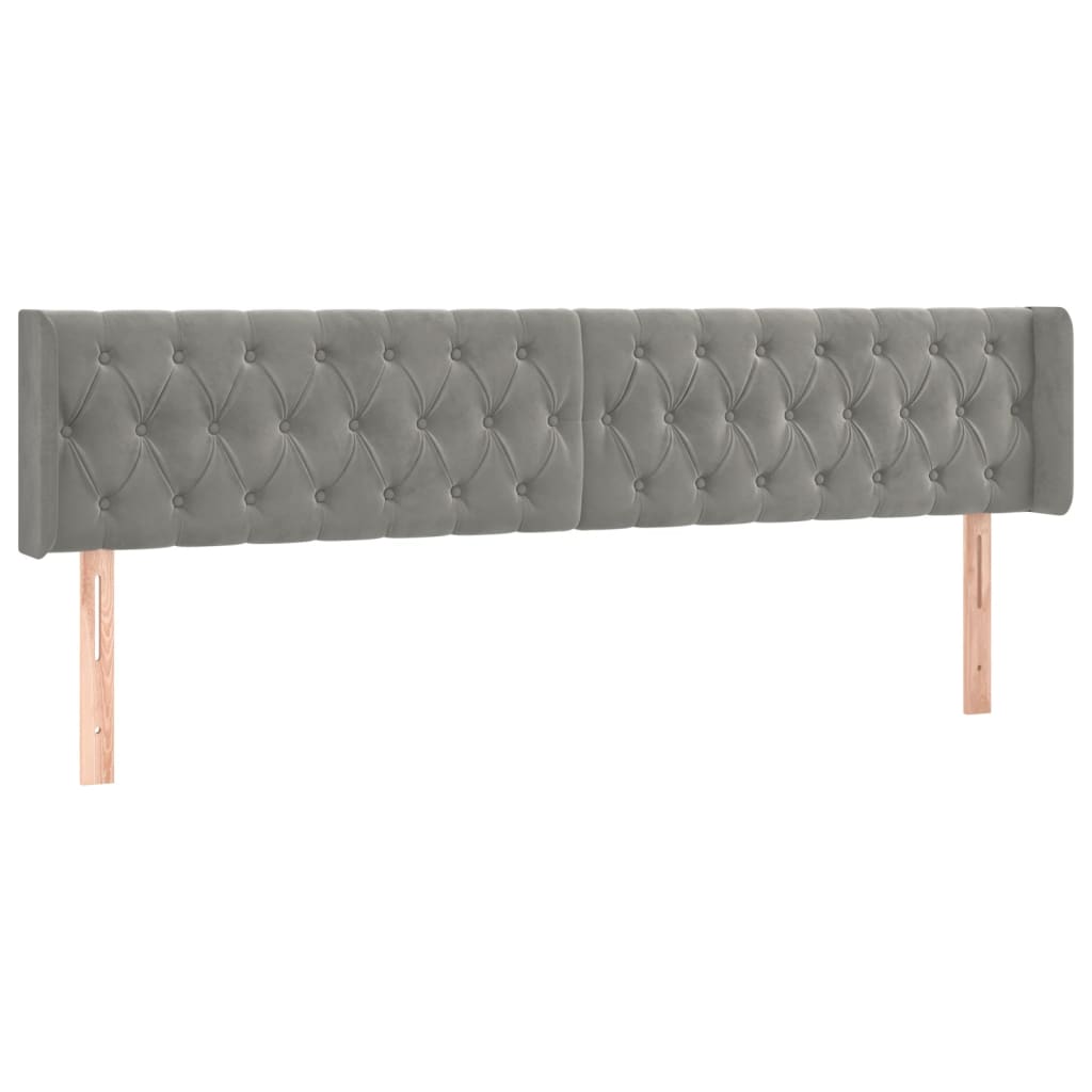 vidaXL Kopfteil mit Ohren Hellgrau 183x16x78/88 cm Samt