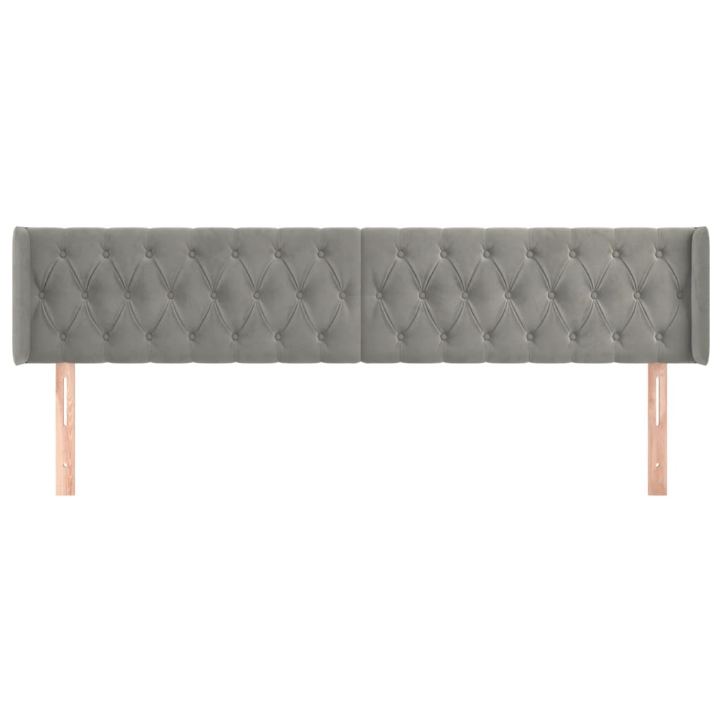 vidaXL Kopfteil mit Ohren Hellgrau 183x16x78/88 cm Samt