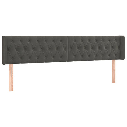 vidaXL Kopfteil mit Ohren Dunkelgrau 183x16x78/88 cm Samt
