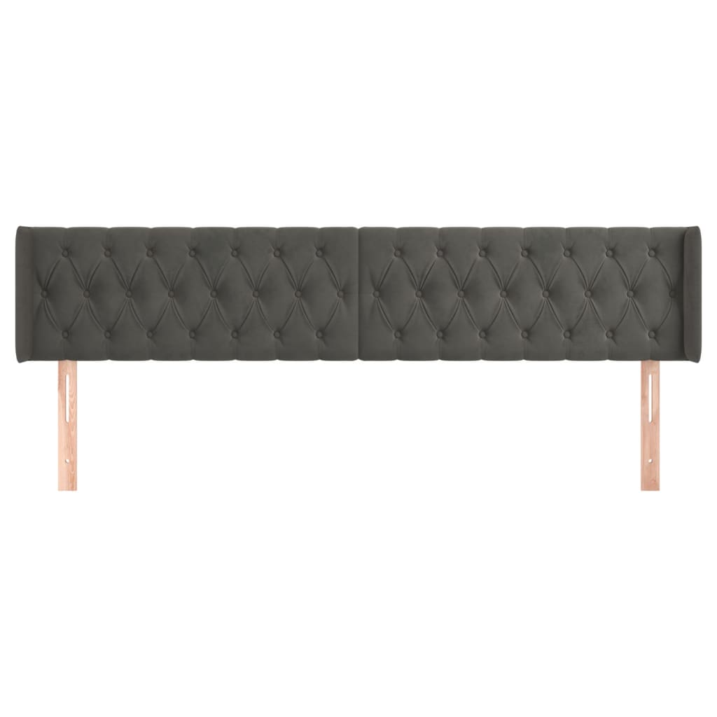 vidaXL Kopfteil mit Ohren Dunkelgrau 183x16x78/88 cm Samt
