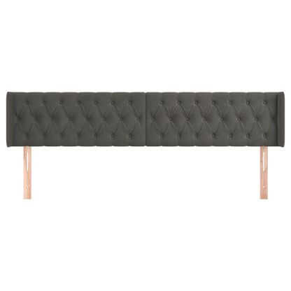 vidaXL Kopfteil mit Ohren Dunkelgrau 183x16x78/88 cm Samt