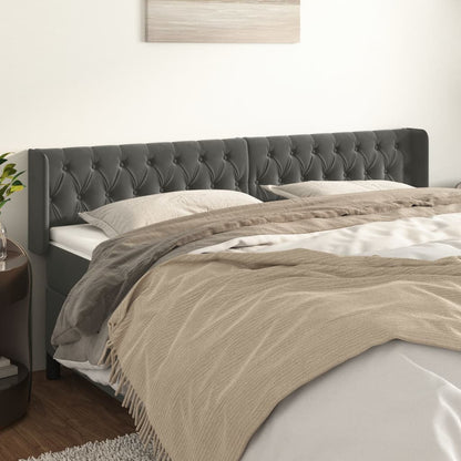 vidaXL Kopfteil mit Ohren Dunkelgrau 183x16x78/88 cm Samt
