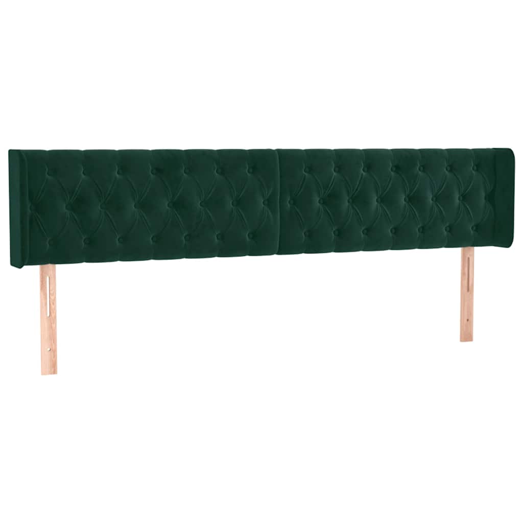vidaXL Kopfteil mit Ohren Dunkelgrün 183x16x78/88 cm Samt