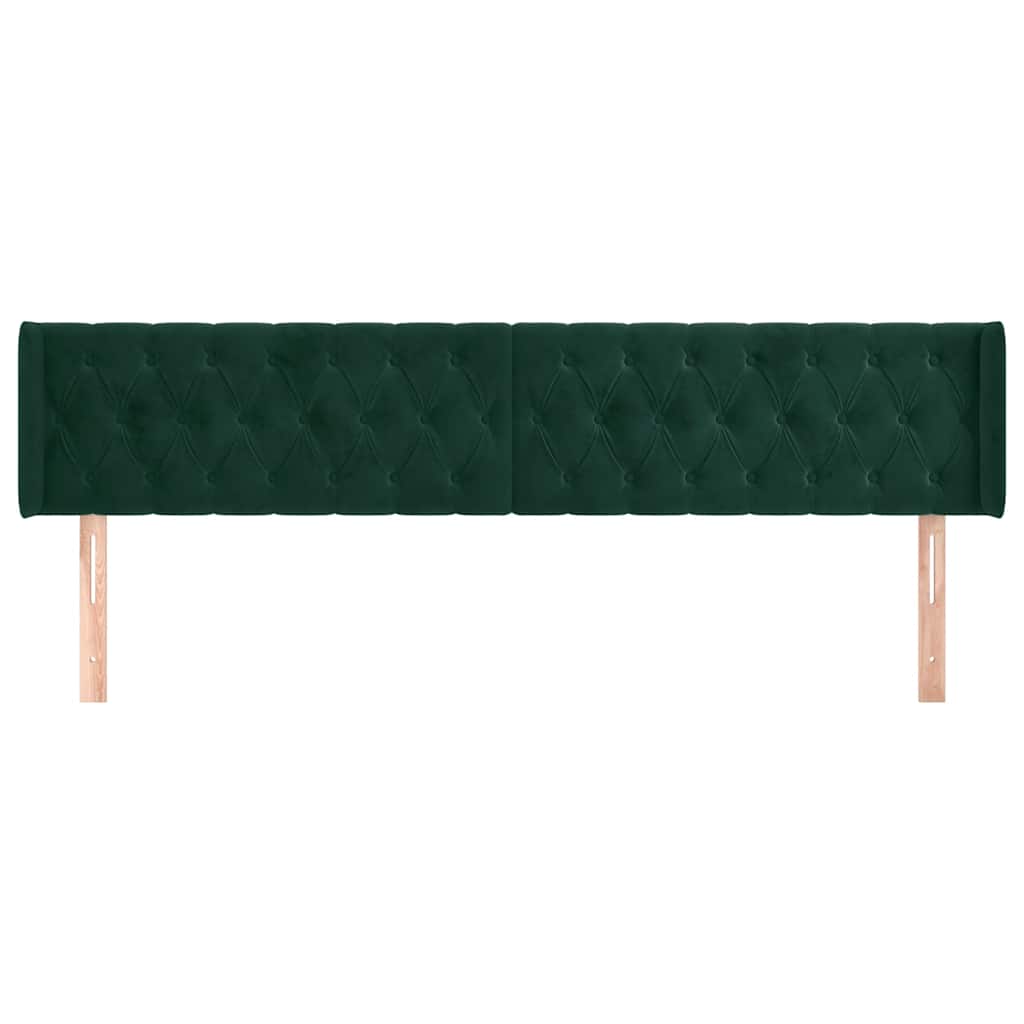 vidaXL Kopfteil mit Ohren Dunkelgrün 183x16x78/88 cm Samt