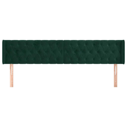 vidaXL Kopfteil mit Ohren Dunkelgrün 183x16x78/88 cm Samt