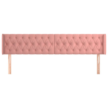 vidaXL Kopfteil mit Ohren Rosa 183x16x78/88 cm Samt