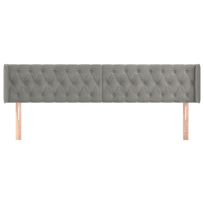 vidaXL Kopfteil mit Ohren Hellgrau 203x16x78/88 cm Samt