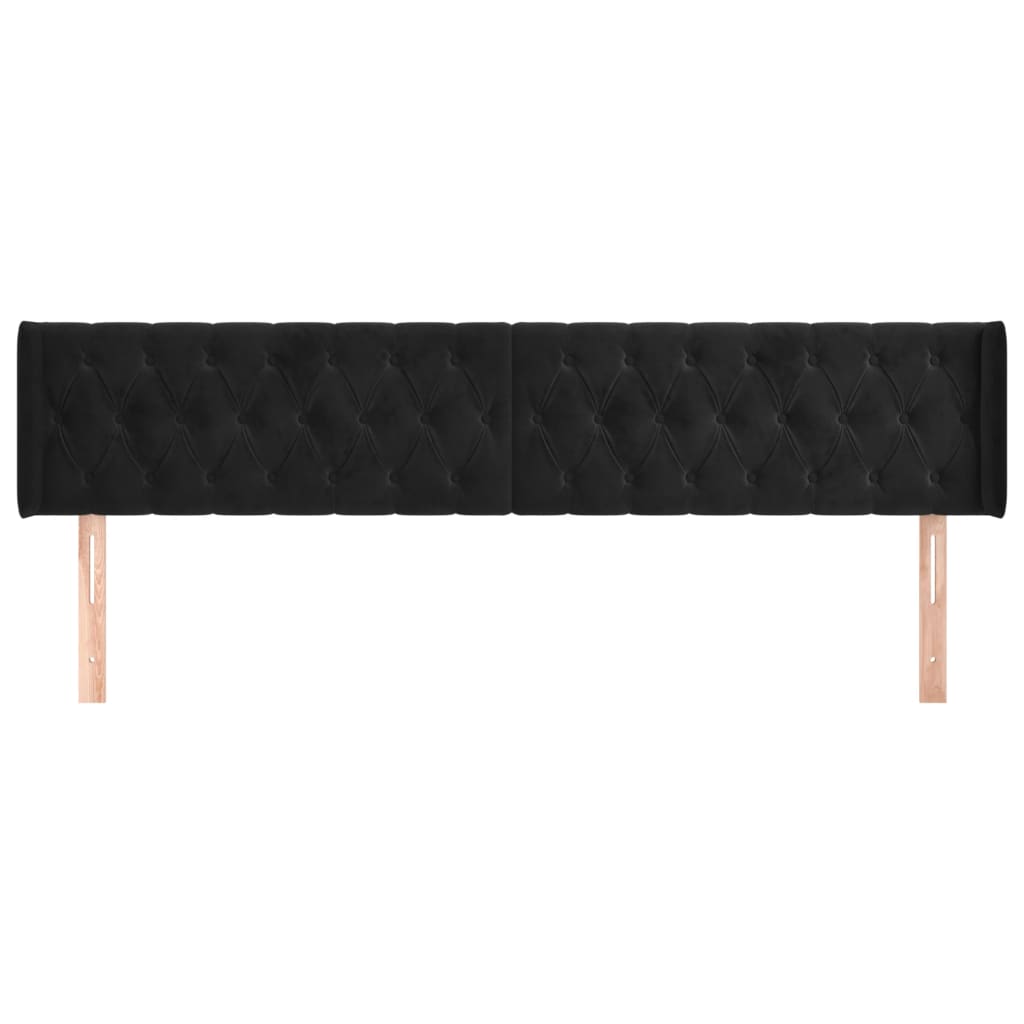 vidaXL Kopfteil mit Ohren Schwarz 203x16x78/88 cm Samt