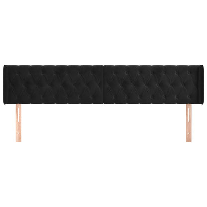 vidaXL Kopfteil mit Ohren Schwarz 203x16x78/88 cm Samt