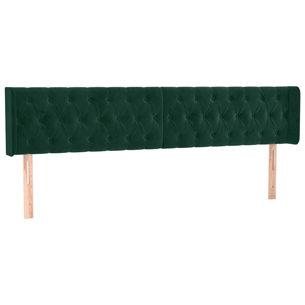 vidaXL Kopfteil mit Ohren Dunkelgrün 203x16x78/88 cm Samt