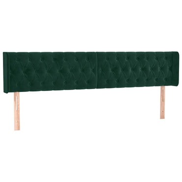 vidaXL Kopfteil mit Ohren Dunkelgrün 203x16x78/88 cm Samt